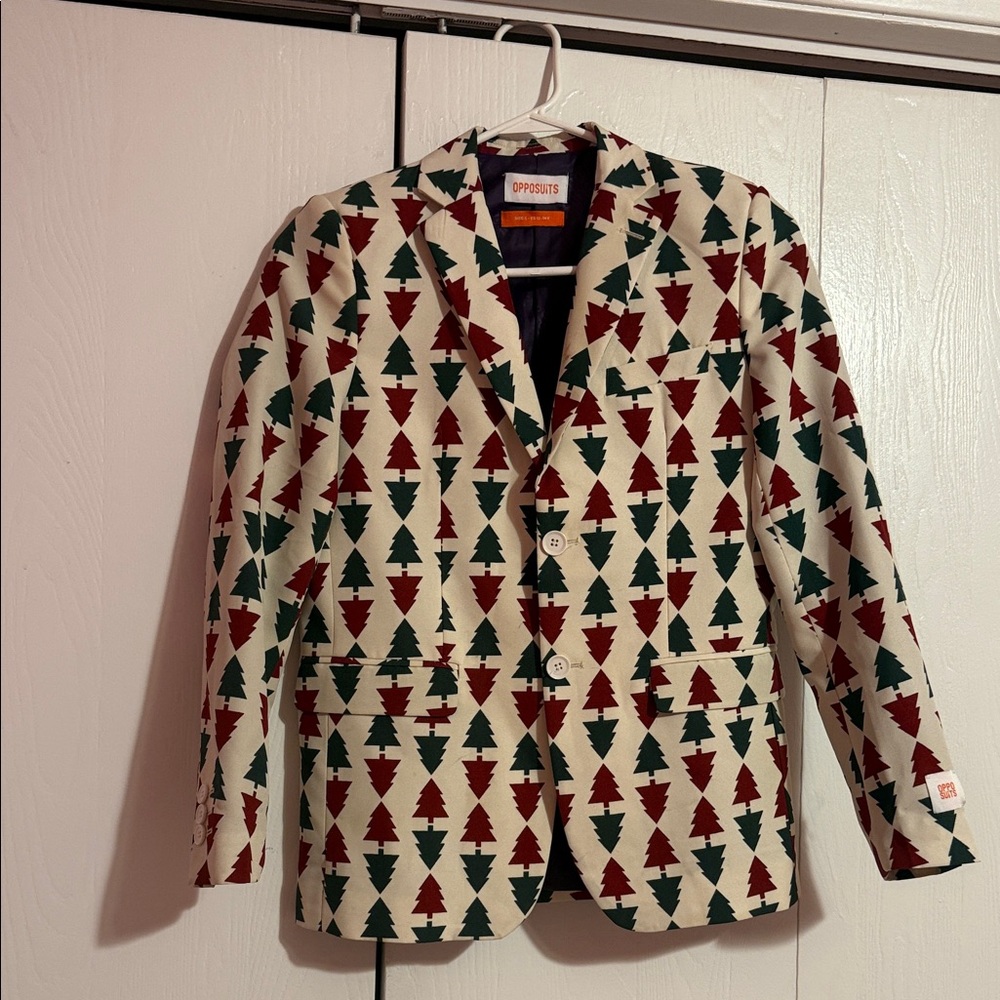 OppoSuits Festive Red and Green Tree Blazer